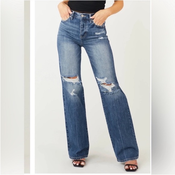 KANCAN High Rise Straight Leg Button Fly Jeans style KC8682M cut 40533 - Picture 2 of 15